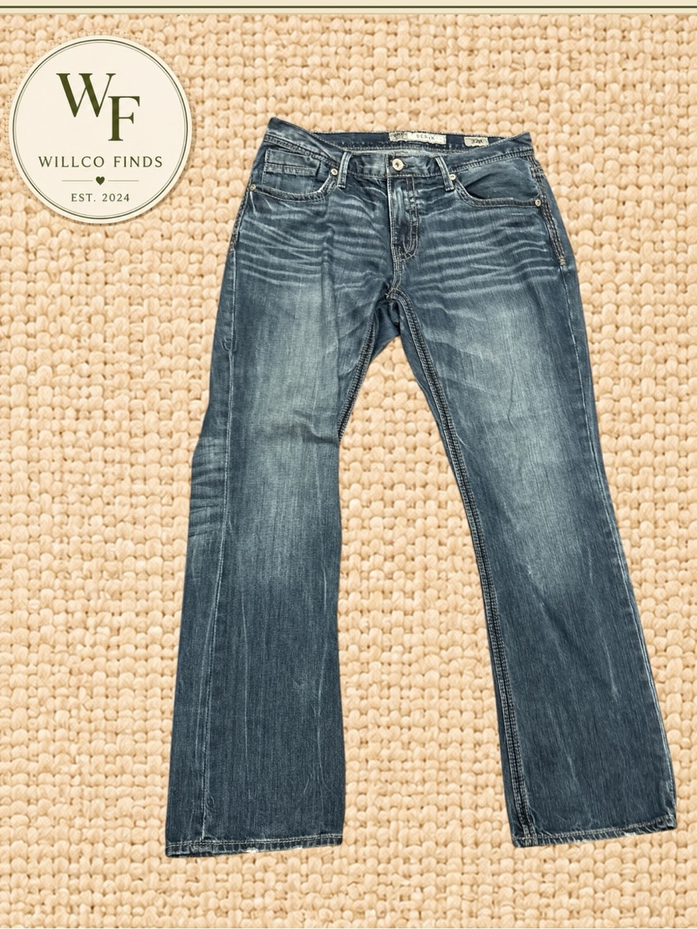 BKE Derek Men’s Jeans 32R Straight Leg Medium Wash Buckle Denim